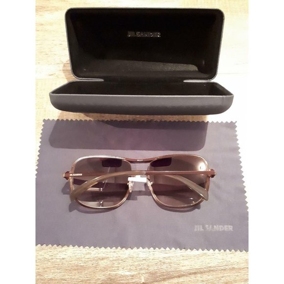 JIL SANDER JS126S 209 Brown SUNGLASSES Square Metal MADE IN ITALY $400 - Picture 3 of 3